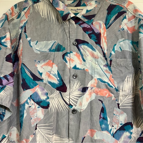 Tommy Bahama Men’s Silk Short Sleeve Button Up Shirt XL Tropical Leaves Colorful - Picture 5 of 7